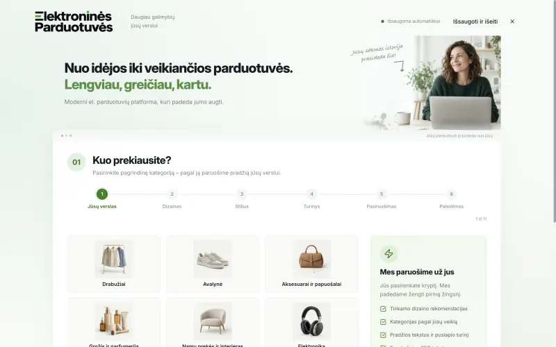 Parduotuvės kūrimo vedlys